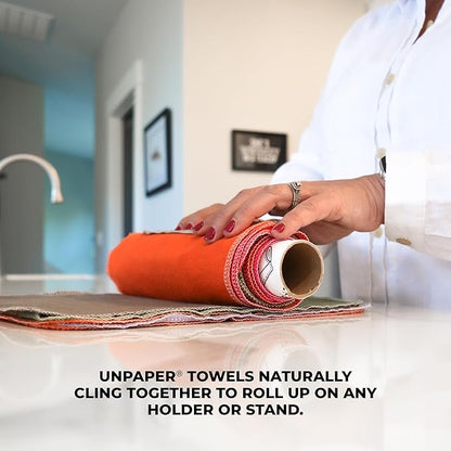 Marley's Monsters UNpaper Towels - 12 Count roll, Reusable Paper Towels Paperless, Cotton, Tree Free (Sunset)