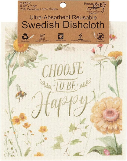 Primitives by Kathy Swedish Cloth Set of 2 - Choose Happy