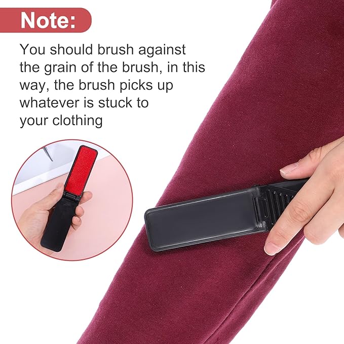 4 Pack Foldable Travel Lint Brush, Reusable Lint Brushes for Clothes, Sticky Surface Mini Travel Lints Remover, Fuzz Remover for Furniture Couch Sofa Pet Hair(Black)