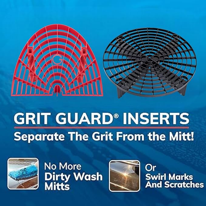 Grit Guard The Original Bucket Insert with Washboard Combo | Removes Dirt from Wash Mitt for Detailing | Car Wash Bucket Insert & Washboard | Red/Black