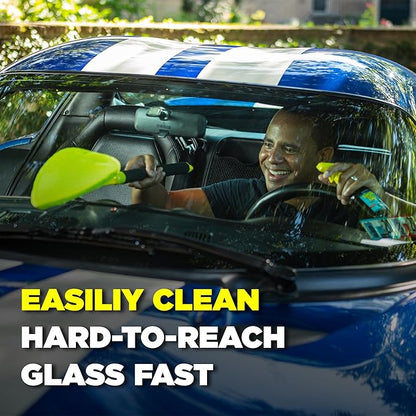 Invisible Glass 99050 Reach & Clean Glass Windshield Cleaner Tool Combo Kit with Premium Spray Glass Cleaner, Extendable Handle, (2) Reusable Quick Change Microfibers, and Storage Bag
