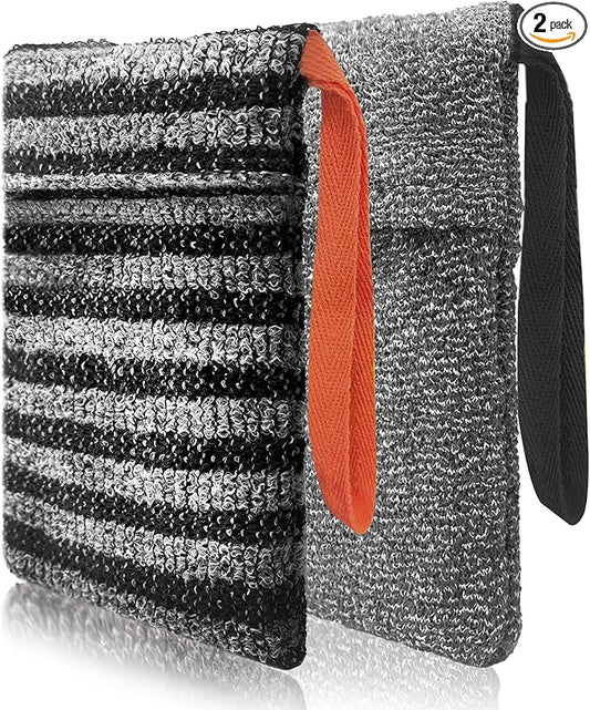 2 Pack Soap Bag Deep and Gentle Exfoliating,Bar Soap Pouch Saver Pocket, Body Scrubber Shower Bath Sponge Loofah (Grey)
