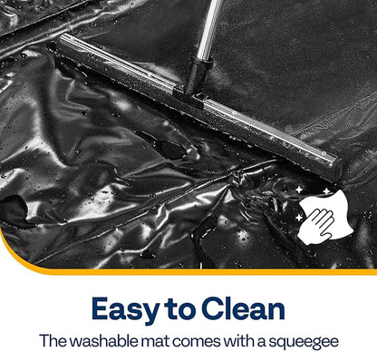 VIVOHOME Containment Mat (7'9" x 18') with Stay Put Corner, PVC Garage Floor Mats, Heavy Duty Garage Parking Mat with a Squeegee,Black