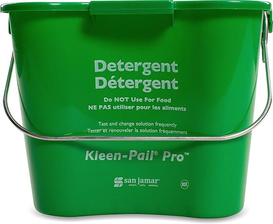 San Jamar Kleen-Pail Pro Detergent Pail, Cleaning Bucket with Bail Handle, Plastic, 3 Quarts, Green, (Pack of 12)