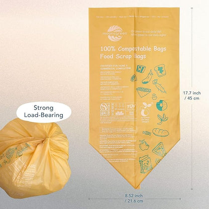 Compost Bags, Trash Bags 3 Gallon, Extra Thick, US BPI ASTM D6400 Certified Compostable Food Scrap Kitchen Waste Bags, 200 Count
