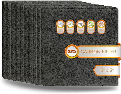 Premium Charcoal Activated Carbon Fiber Replacement Air Filter for Kitchen Compost Bin (10 Pack, Square 5")