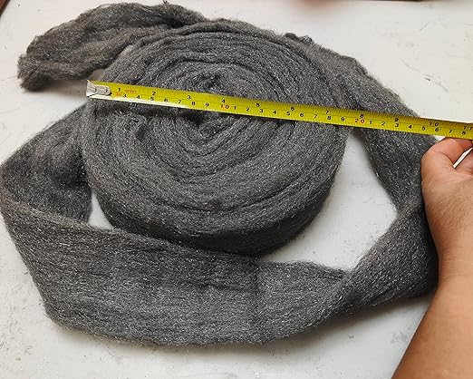 Grade #0000 Steel Wool 22FT Roll Steel Wool Roll Hardware Cloth for Cleaning, Remove Rust, Buffing Wood and Metal Finishes，Steel Wool Fill Fabric DIY Kit (2 Rolls Totally 44FT)