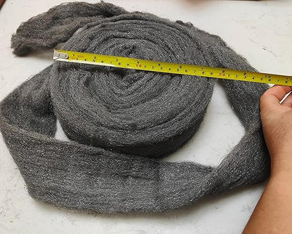 Grade #0000 Steel Wool 22FT Roll Steel Wool Roll Hardware Cloth for Cleaning, Remove Rust, Buffing Wood and Metal Finishes，Steel Wool Fill Fabric DIY Kit (2 Rolls Totally 44FT)