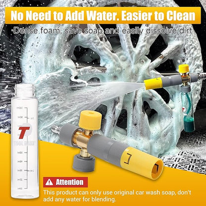 Tool Daily Foam Cannon Dual Connector, Mini Foam Cannon for Pressure Washer, 5 Power Washer Spray Nozzle Tips, 1/4 Inch Quick Connect
