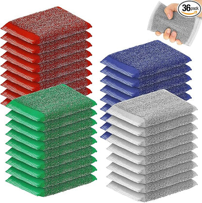 Thyle 36 Pack Kitchen Steel Scrubbing Sponges, Heavy Duty Non Scratch Metal Scrub Pads, Reusable Cleaning Sponges for Dishes, Pots, Pans, Sink and Tough Hard Stains (Multicolored)