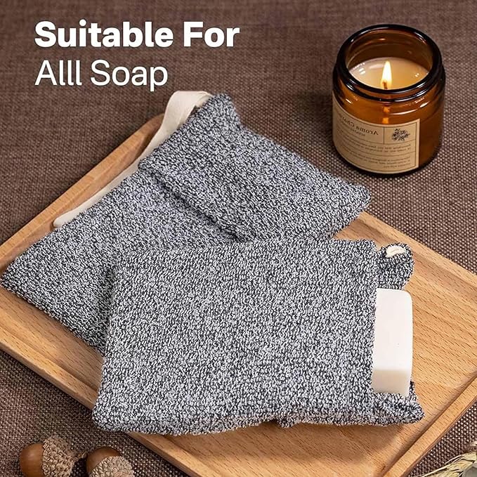 Yiclick Soap Bag 2 Pack, Bar Soap Pouch, Soap Saver Bag, Exfoliating Mesh Soap Bag for Shower, Soap Bags for Soap Bars, Soap Bar Loofah Pouch, Soap Travel Case Dishes Box Container for Men Women