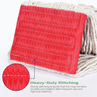 Matthew Cleaning 3Pcs 5'' Headband White&Orange&Green Medium Commercial String Mop Heads, Loop-End Mop Head Replacement, Heavy Duty Industrial Washable&Reusable Mop Refills for Residential& Warehouse