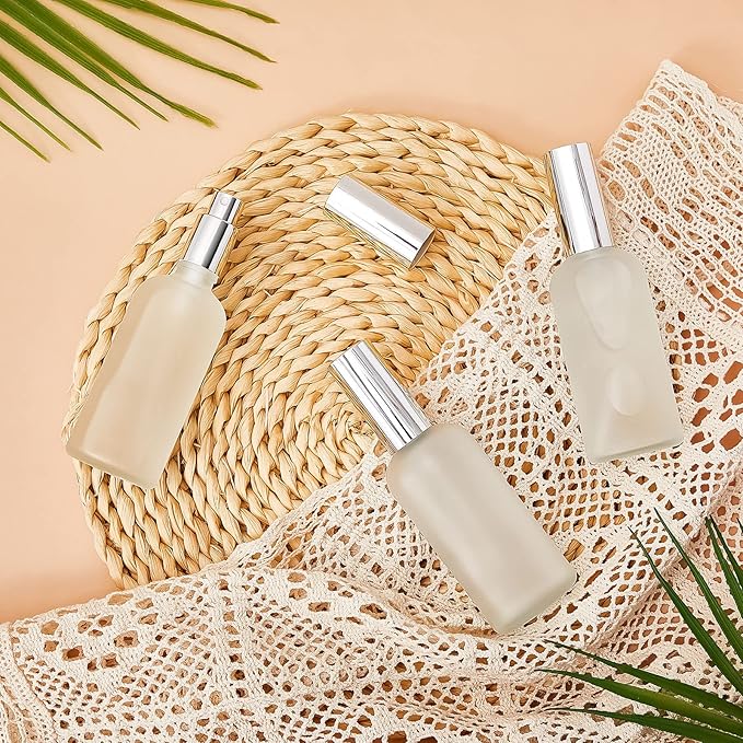 Tessco for you 20 Pcs Glass Spray Bottles Empty Perfume Atomizer Refillable Clear Decorative Empty Bottles with Fine Mist Sprayer Pump for Face Body Travel (Silver,3.4 oz)