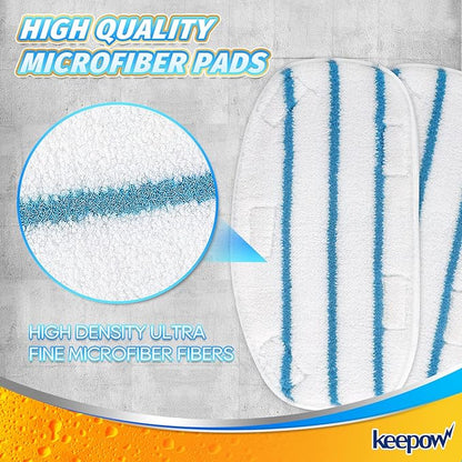 KEEPOW Steam Cleaner Accessories Compatible with PurSteam Steam Mop Cleaner - Washable Microfiber Pads for Hardwood Floor Cleaning, Universal Microfiber Cloths (6 Pack)