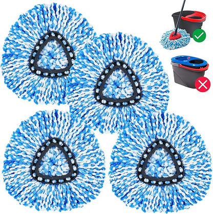 Spin Mop Replacement Head,Thick Microfiber Refills for O-Cedar Spin Mop,4-Pack Washable & Reusable for Hardwood/Tile Floors, Exact Fit for 1-Tank System (Blue)