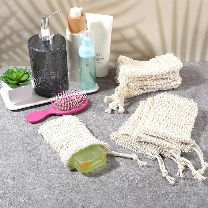 Molain Soap Bag, 50 Pack Natural Sisal Soap Saver, Bar Soaps Pouch for Exfoliating, Foaming, and Drying Soaps Bars