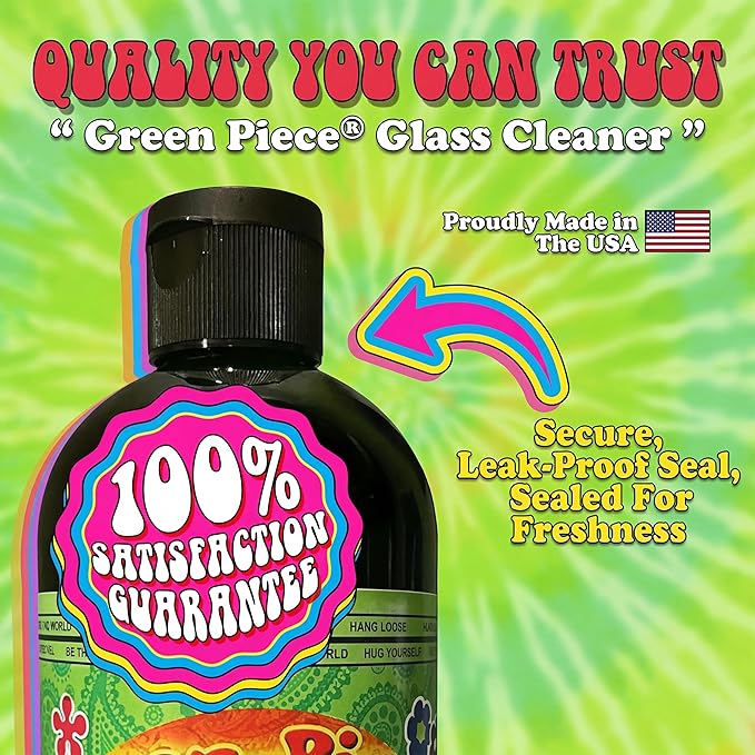 Green Piece® Glass Cleaner 1 Bottle (Made in USA)- All Natural Earth Friendly Multi-purpose Cleaner for Metal, Ceramic, Water Pipe 16 oz