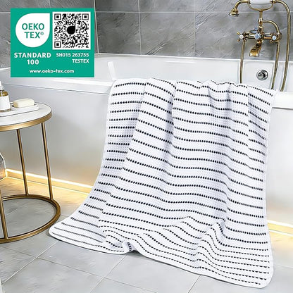 POLYTE 430 GSM Microfiber Oversize Quick Dry Lint Free Bath Towel, 60 x 30 in, 4 Pack (Waffle Weave)