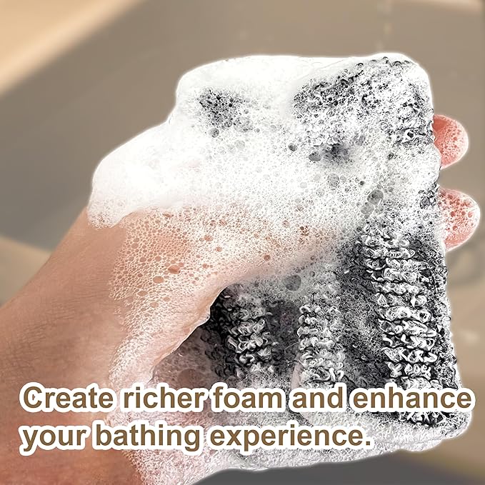 4 Pack Soap Bag Gentle Exfoliating,Bar Soap Pouch Saver Pocket,Body Scrubber Shower Bath Sponge Loofah (Grey)