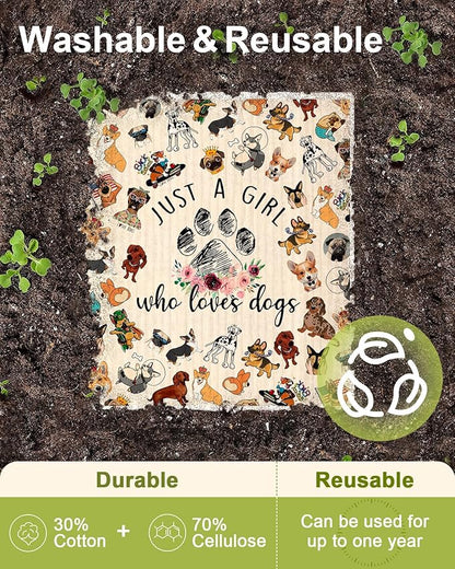 Miss Adola Swedish Dishcloths for Kitchen - 5 Pack Reusable Dish Cloths for Washing Dishes Absorbent Cute Funny Kitchen Towels Cleaning Sponge, Little Puppy