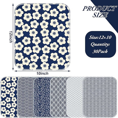 Redbaker 6 Pcs Reusable Paper Towels Rolls Towels Bulk Kitchen Washable Paperless Cloth Cotton Hand Napkins with Cardboard Reusable Napkins for Kitchen Bathroom (Geometric Theme)