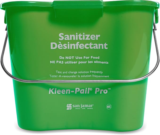 San Jamar Kleen-Pail Pro Detergent Pail Cleaning Bucket with Bail Handle for Cleaning, Kitchens, Restaurants, And Janitorial Use, Plastic, 6 Quarts, Green, (Pack of 12)