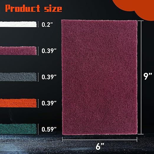 Hand Pads Coarse Medium Fine Superfine 5 Different Specifications Assortment General Purpose Scouring Pad ldeal for Garden Tools and Grills, Automotive Body Tools 15 Pack 6 x 9 Inch