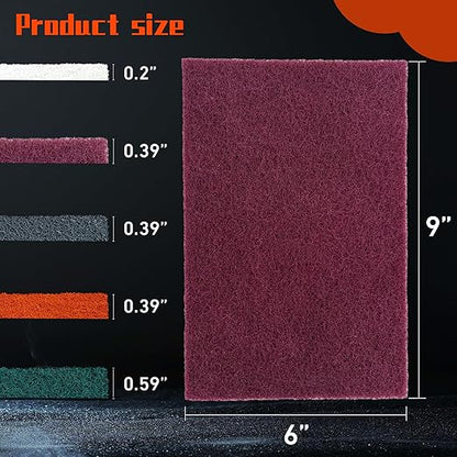 Hand Pads Coarse Medium Fine Superfine 5 Different Specifications Assortment General Purpose Scouring Pad ldeal for Garden Tools and Grills, Automotive Body Tools 15 Pack 6 x 9 Inch