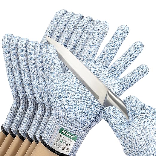 Kebada Cut Resistant Gloves, Food Grade Cut Proof Gloves for Kitchen, ANSI A4 Safety Protection, Ideal for Chef's Work, Small (3 Pairs)