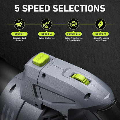 Taskstar Leaf Blower Cordless, Swivel Head Design, 550 CFM Electric Blower w/2 Pcs 4.0 Ah Battery & Charger, Lightweight 3.7 Lbs Handheld Mini Leaf Blower, 5-Speed Blowers for Lawn Care Car Patio Yard