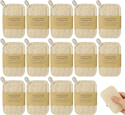 Natural Loofah Sponges, Reusable Natural Sponges for Dishes Multipurpose Loofah Dishwashing Sponges Non Scratch for Kitchen, Sinks, Pots, Pans (15 Pcs)