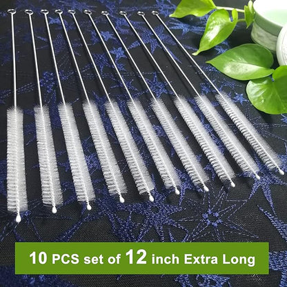 Straw Cleaner Brush Extend 12 inch, Extra Wide 12mm diam Pipe Cleaners, Extra Long Straw Brush for Sippy Cup, Water Bottle and Tubes, Drinking Straw Cleaning brush Set 10 Pack