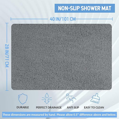 Hargiis Non-Slip Bathtub Mat, Anti Slip Shower Mat, Fast Drying Bathtub Mats, Foot Scrubber Mat, Anti Slip Mat for Tub, Floor, Bathroom, Kitchen, Home, Hotel (Grey 40"×28")