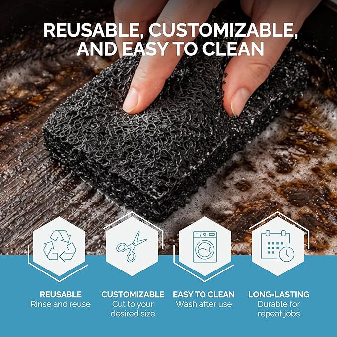 Tile Doctor High-Abrasion Extra Heavy-Duty Scrub Pads 12-Pack 7E-N556-IFSL, Gas Grill, Charcoal Grill, and Blackstone Griddle Scouring Pad, Ideal Dish Scrubber, Shower Scrubber, and Cleaning Sponge