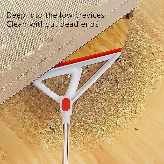 Multifunction Rubber Air Broom, Rubber Squeegee Broom with 53" Long Handle, Silicone Floor Scraping Sweeper for Floor Bathroom Foam Kitchen Shower Tile Marble Pet Hair Fur Glass Window Clean, Orange