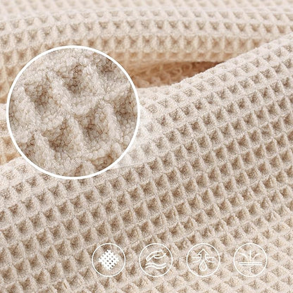 POLYTE 430 GSM Microfiber Oversize Quick Dry Lint Free Bath Towel, 60 x 30 in, 4 Pack (Waffle Weave)
