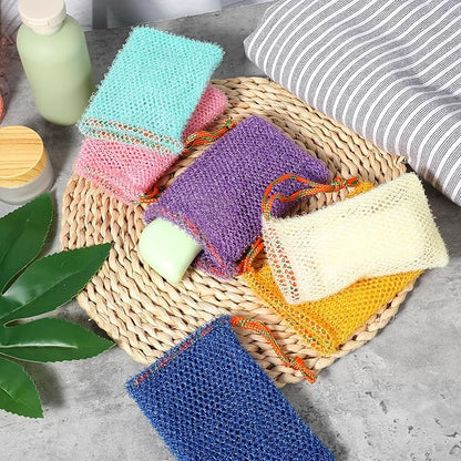 Sibba 8pcs Bar Soap Pouch Saver Pocket Drawstring Exfoliating Mesh Soap Saver Sack Foaming Bag Bubble Foam Net Body Scrubber Sponge Exfoliator Loofah Facial Cleaning for Bath Shower (Multicolor)