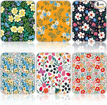 Redbaker 6 Pcs Reusable Paper Towels Rolls Kitchen Towels Bulk Washable Paperless Cloth Cotton Hand Napkins with Cardboard Reusable Napkins for Kitchen Bathroom (Flower Pattern)