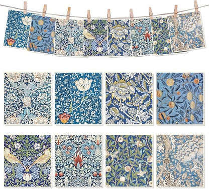 8Pcs Blue Floral Swedish Dishcloths Cotton Kitchen Towel Vintage Flower Absorbent Dish Towel for Home Kitchen Housewarming Cleaning, 7 x 8 Inch