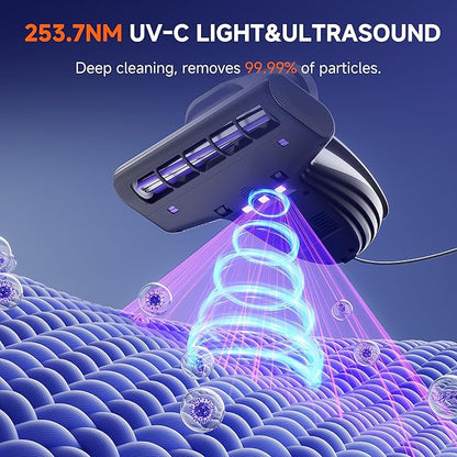 uwant Mattress Vacuum Cleaner, 18KPa Bed Vacuum with 253.7nm UV-C Light, 500W Powerful Handheld Vacuum with 65° Hot Air, 60000 RPM/Min Tapping, Ultrasonic, HEPA Filter for Bed, Sofa, Crib