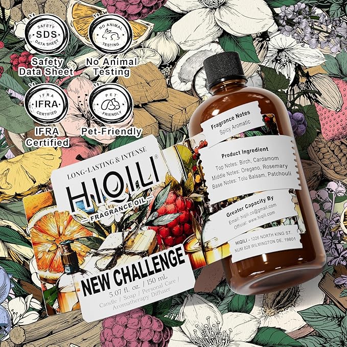 HIQILI New Challenge Fragrance Oil for Diffuser, Inspired by L.Coste Cha-llenge R-Fresh, Candle & Soap Making, Hotel Collection, Long-Lasting Scent - 5.07 Fl Oz