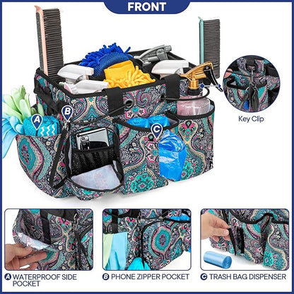 LoDrid Large Professional Cleaning Caddy with Detachable Divider, Supply Organizer with Handle and Shoulder Strap, Cleaning Bags for Housekeepers & Cleaners, Totem