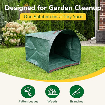 GreatBuddy Lawn Bag, 53 Gallon Yard Waste Bags, Heavy Duty PP Garden Leaf Bags for Leaves, Grass and Debris, Reusable & Foldable Leaf Collector with Handles, Wide Opening and Self-stand Design, 2 Pack
