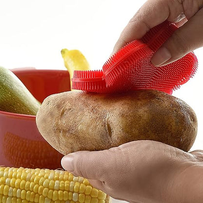 Norpro Red Flower-Shaped Silicone Dish Brush Scrubber