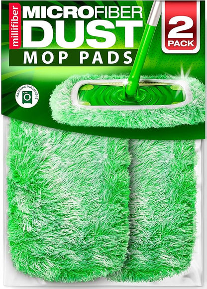 Millifiber Heavy Duty Duster Refills for Swiffer Sweeper Mop (2 Pack) - Reusable Dry Sweeping Pads (Mop is Not Included)