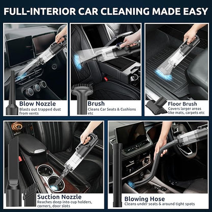 Handheld Vacuum Cordless Vacuum Cleaner with LED Light, 18000Pa Brushless Suction & Air Blower (2-in-1), 7800mAH Battery, Steel+HEPA Filter, Car Vacuum, Dust Buster for Interior, Home & Pet Hair