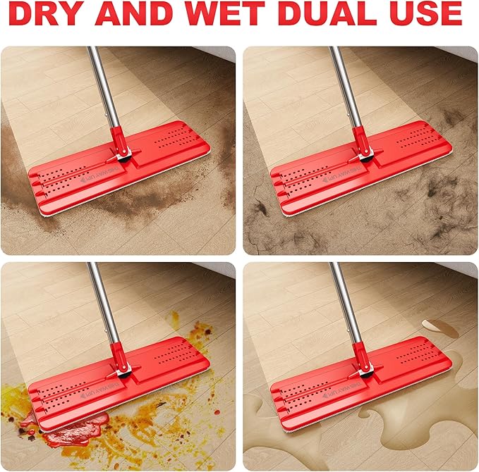 BOSHENG Flat Mop Pads, Reusable Mop Cleaning Refills, Microfiber Pads for BOSHENG Flat Mop or Mop Bucket System, Pack of 4 Washable 13-Inch Mop Heads - Grey