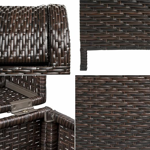 happimess HPM1202A Darla 31.39-Gallon All-Weather Wicker/Metal Swing Top Hideaway Outdoor Trash Can, Brown, Classic, Coastal, Casual Wastebin for Backyard, Patio, Porch, Kitchen