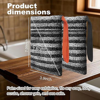 2 Pack Soap Bag Gentle Exfoliating,Bar Soap Pouch Saver Pocket, Body Scrubber Shower Bath Sponge Loofah (Grey)