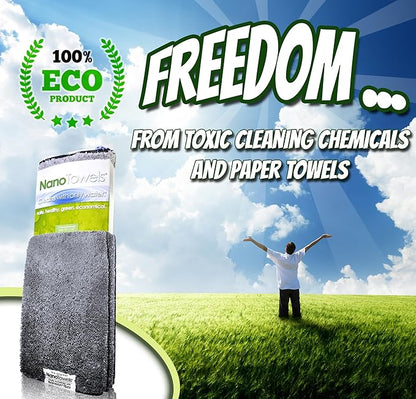 Life Miracle Nano Towels - The Amazing Eco Cloth that Cleans Virtually Any Surface with Only Water. No More Paper Towels Or Toxic Chemicals. 4-Pack (14x14, Grey)